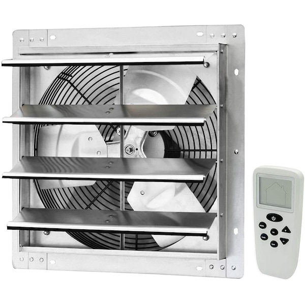 Iliving Silver 1200 CFM 16 in. Gable Mount Smart Remote Shutter Exhaust Fan with Thermostat, Humidistat ILG8SF16VC - main